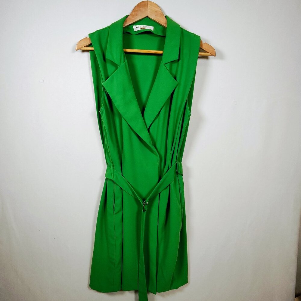 Amanda‎ Uprichard Women's Large Green Sleeveless Wrap Mini Dress